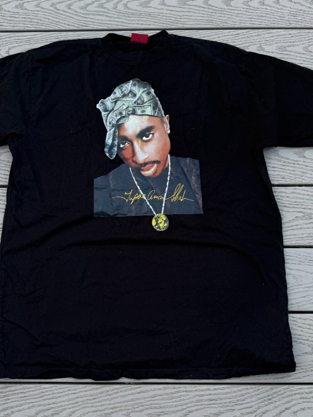 Makaveli Tupac Shakur Vintage T-Shirt Black  XL  Made in egypt Short Sleeve